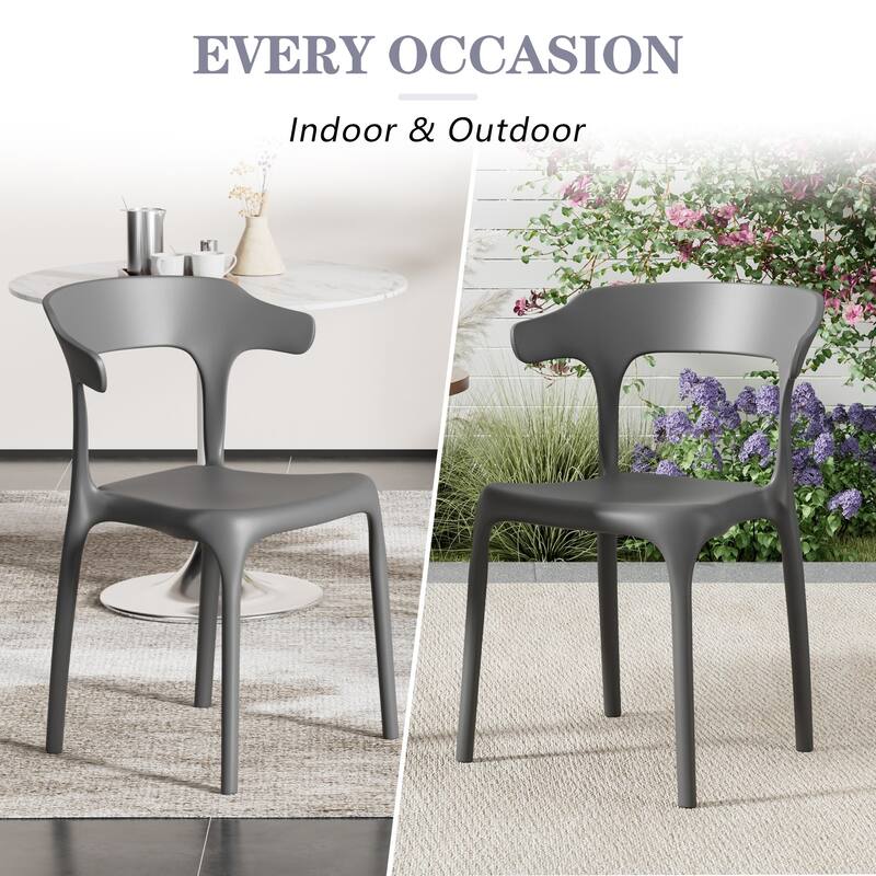 Javlergo 4-Pack Stackable Plastic Chairs for Indoor & Outdoor Use 250lb Capacity Horn Back Design Patio Dining Chairs