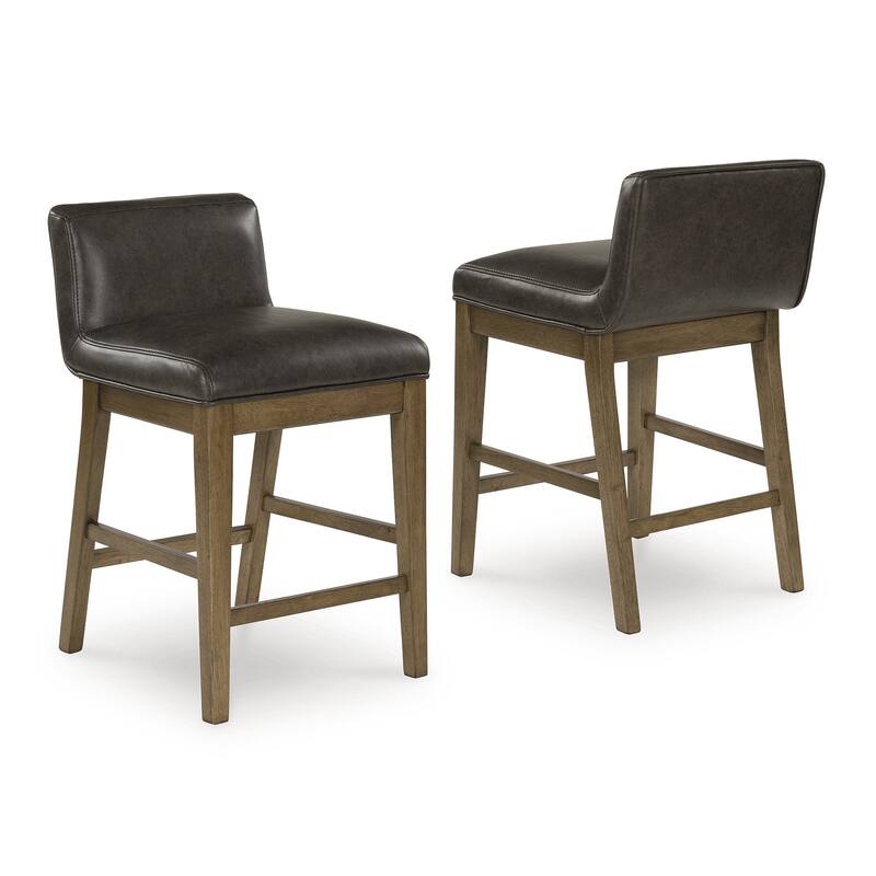 Signature Design by Ashley Cabalynn Black/Dark Brown Upholstered Bar Stool (Set of 2) - 19.5" W x 22" D x 31.88" H