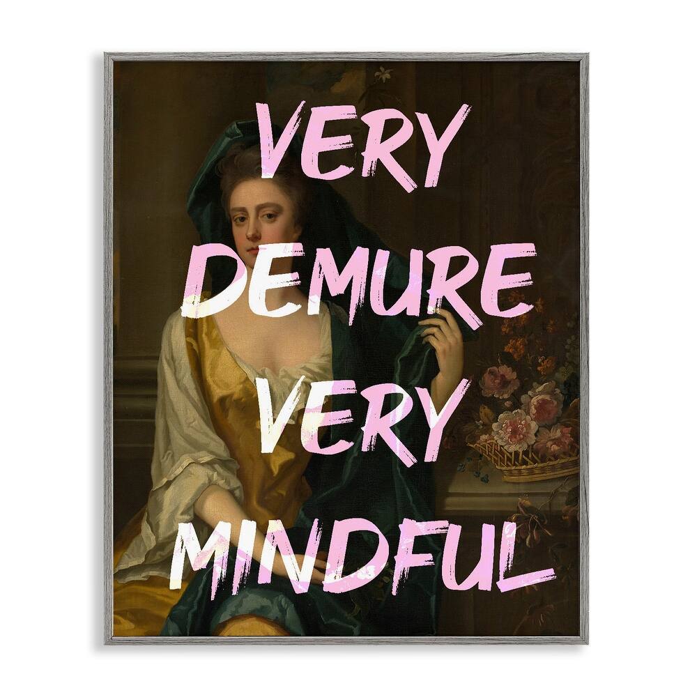 Stupell Very Demure & Mindful Classic Framed Giclee Art Design By Lil' Rue