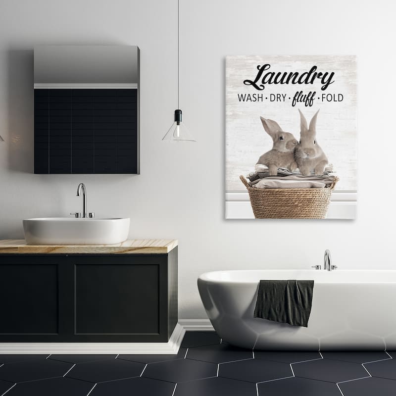 Stupell Bunnies & Laundry Basket Canvas Wall Art Design By Lettered and Lined