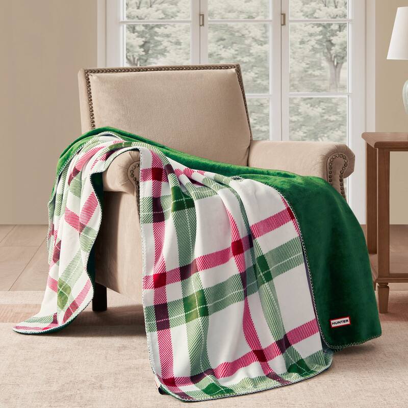 Hunter Reversible Plaid Plush Throw Blankets