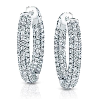 Auriya 14k Gold 2 1/2ctw Medium Pave Diamond Hoop Earrings - 0.94-inch (J-K, I1-I2)