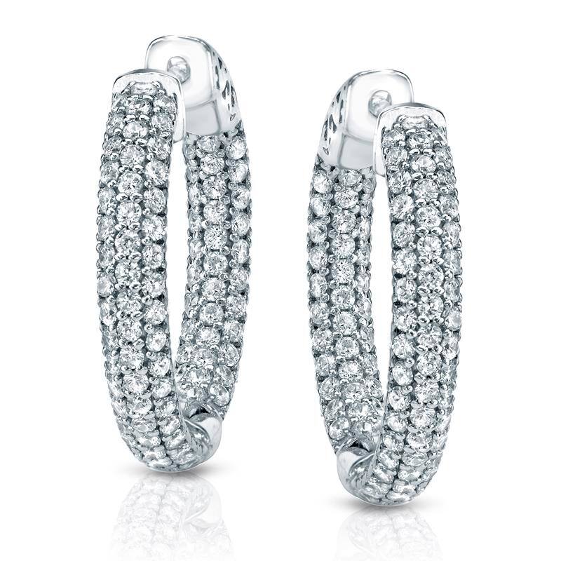 Auriya 14k Gold 2 1/2ctw Medium Pave Diamond Hoop Earrings - 0.94-inch (J-K, I1-I2) - White Gold