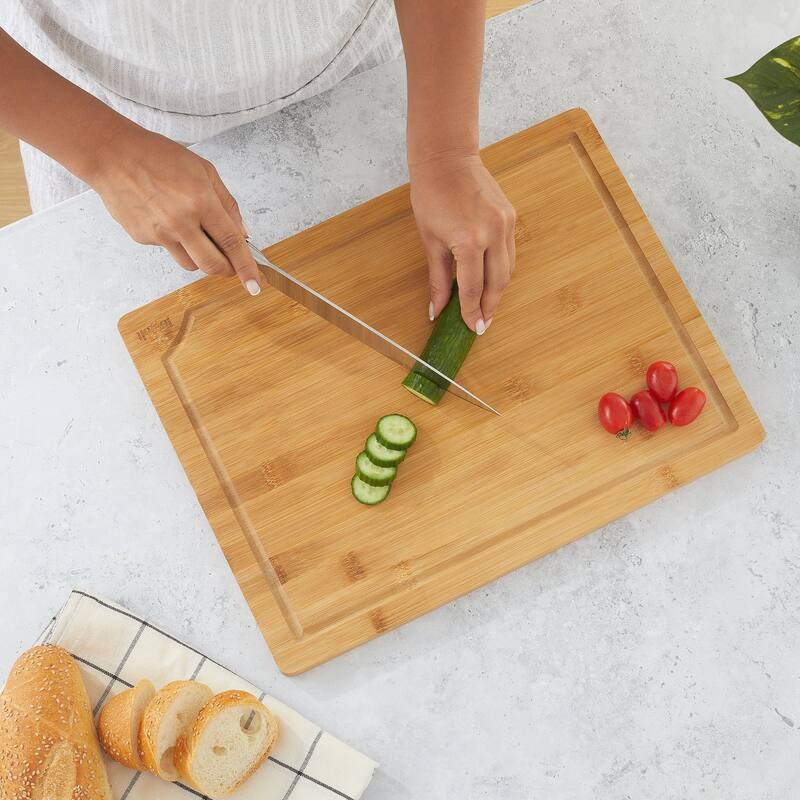 JoyJolt Bamboo 3 Piece Cutting Board Set Wooden Cutting Boards for Kitchen