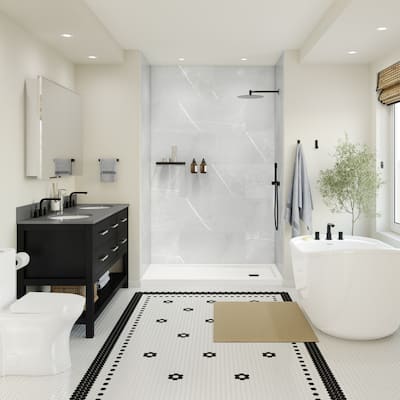 Epiphany Glue-up Wall Tiles 15.75 in. H x 31.5 in. L In Smooth Marble Light Grey