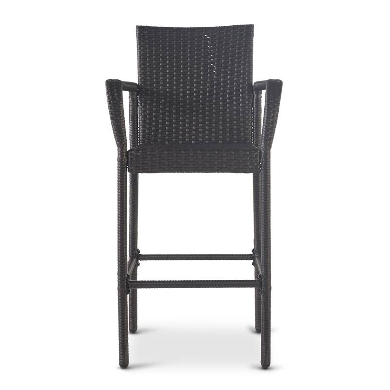 Delfina Outdoor Wicker Barstool (Set of 4) by Christopher Knight Home - 24.80"L x 24.35"W x 46.50"H