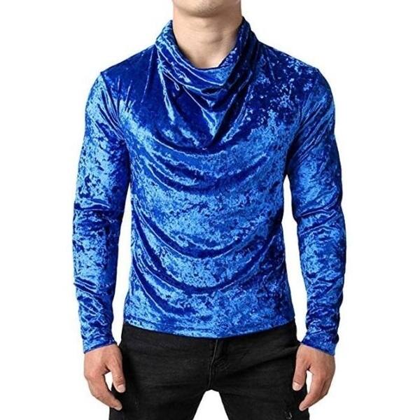 Shop Mens Casual Shirts Long Sleeve Slim Fit Velvet Heap Collar