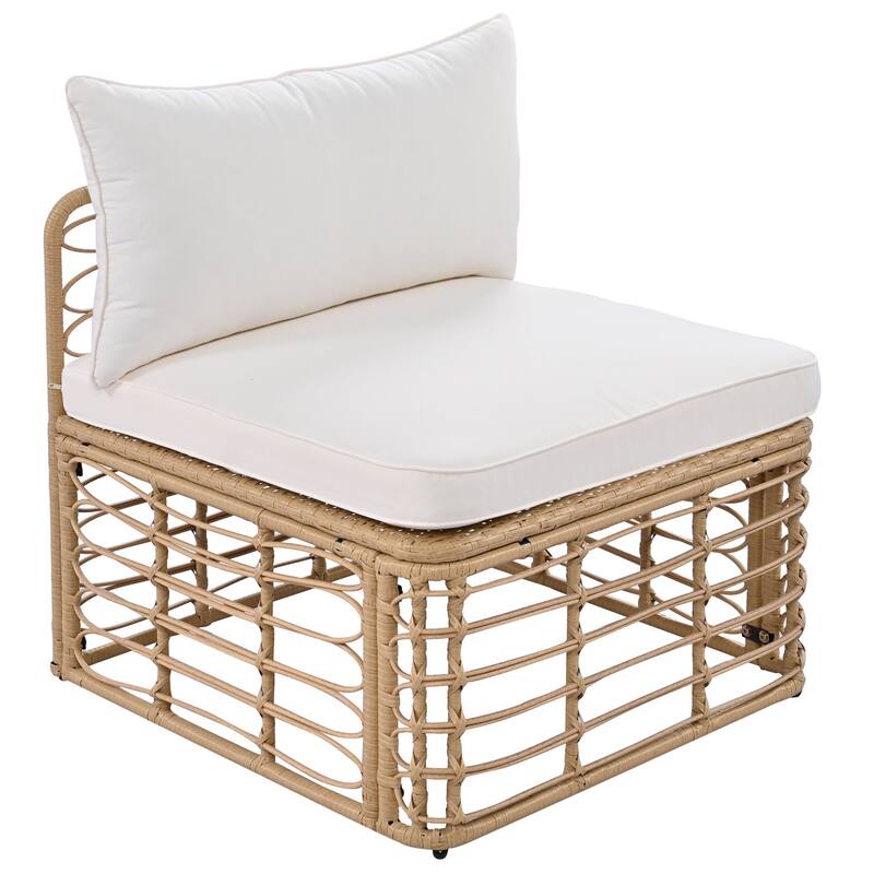 7-Pieces Outdoor Wicker Modular Sectional Sofa Set with Coffee Table, Free Combination