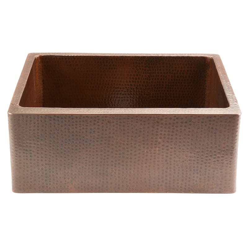 25-in Hammered Copper Kitchen Apron Single Basin Sink with Matching Drain and Accessories (KSP3_KASDB25229)