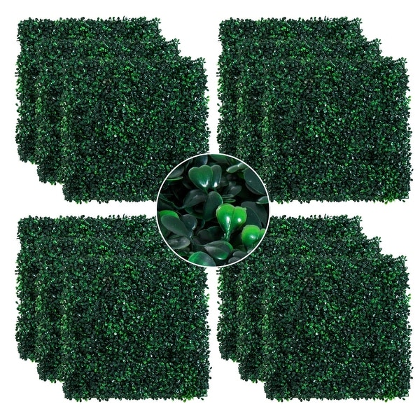Outsunny Artificial Boxwood Milan Grass Mats Pack Of 12 Overstock 22393284