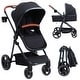 preview thumbnail 1 of 17, 3-in-1 Reversible Baby Stroller with Adjustable Backrest and Canopy Black
