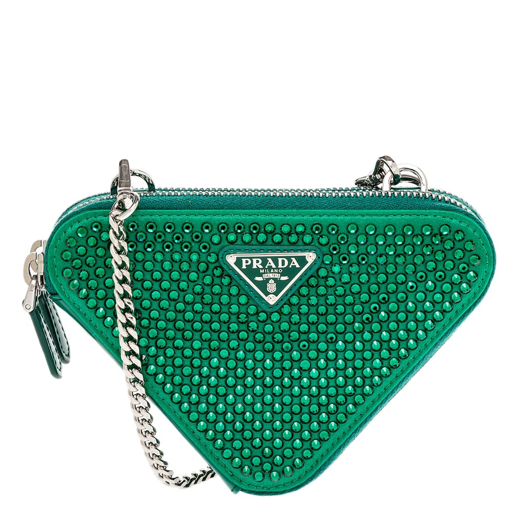 Prada Triangle Mini Bag with Crystals and Leather