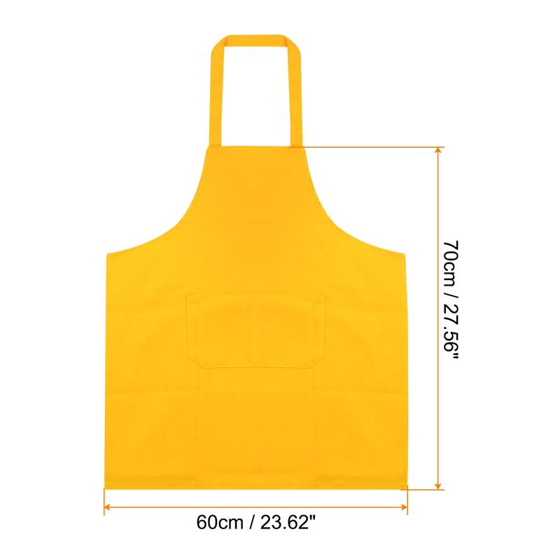 2pcs Plain Bib Aprons Washable Aprons Kitchen Cooking Aprons - 70cmx60cm - Gold Tone