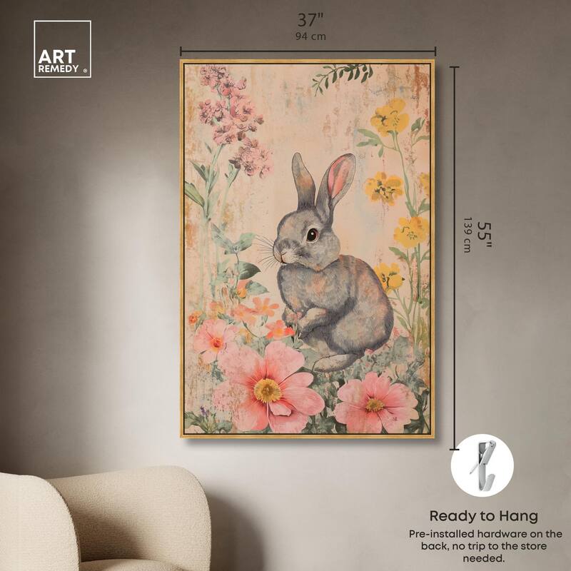 Floral Bunny Canvas by Art Remedy