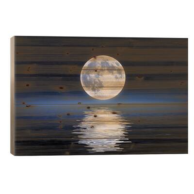 Moon Reflection Print On Wood by Bess Hamiti - Multi-Color