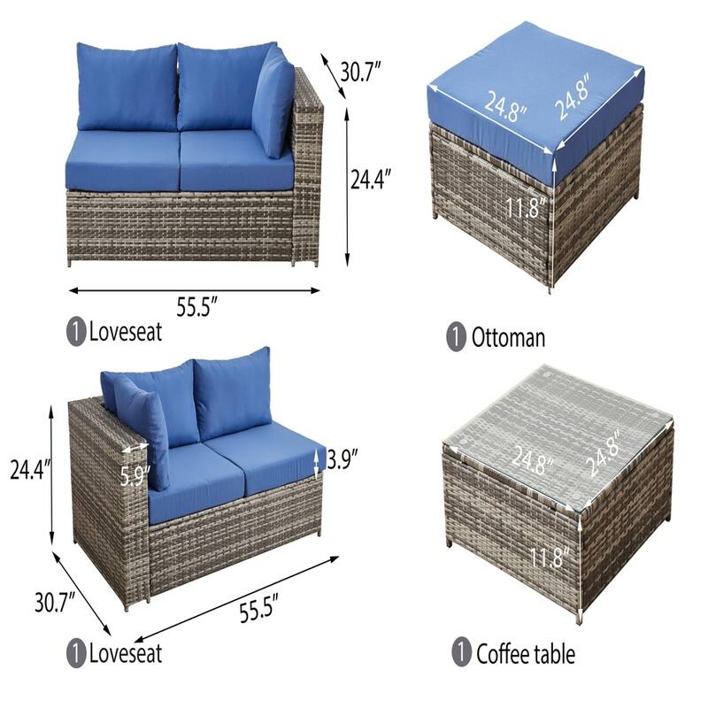 Patio Sofa Set with Cushions, All-Weather Wicker