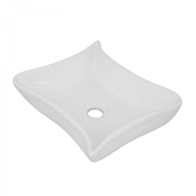 23" Squirly White Ceramic Bathroom Vessel Sink for Vanity Counter