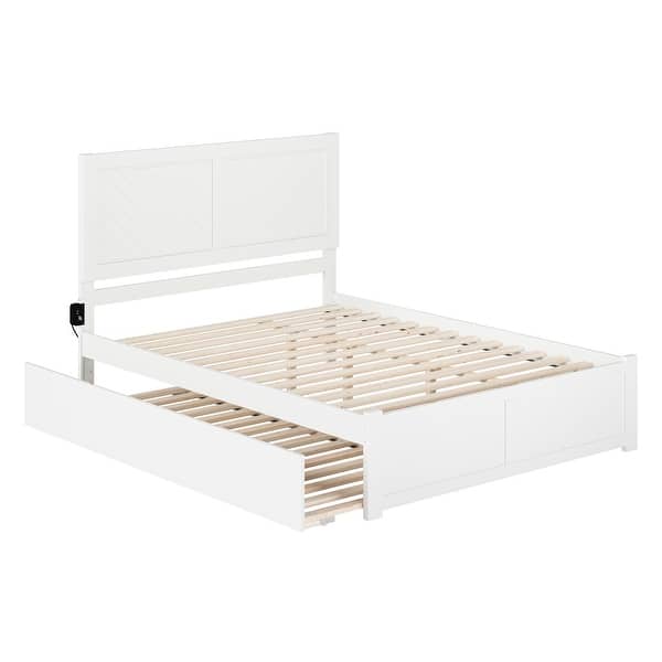 slide 2 of 15, AFI Canyon Queen Wood Platform Bed with Footboard & Twin XL Trundle in White