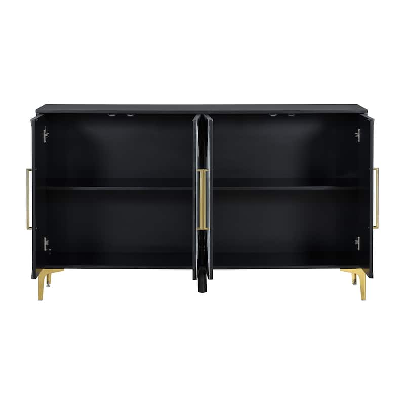 Stylish Four-Door Storage Cabinet with Geometric Design, Adjustable Shelves - Perfect for Entryways and Living Rooms