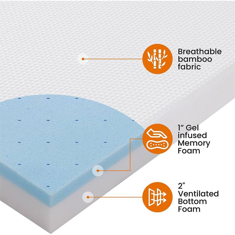 Cheer Collection 3 Inch Gel Infused Memory Foam Bed Topper