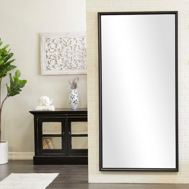 Black Metal Modern Wall Mirror - 36 x 2 x 72