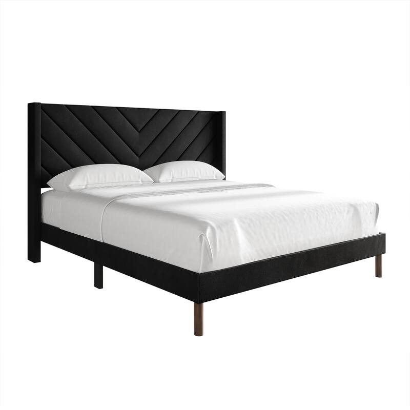 CraftPorch Shabby Chic Velvet Upholstered Bed