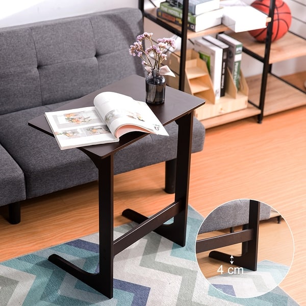 Shop Langria Bamboo Wood Side Table C Shaped For Snacks Laptop