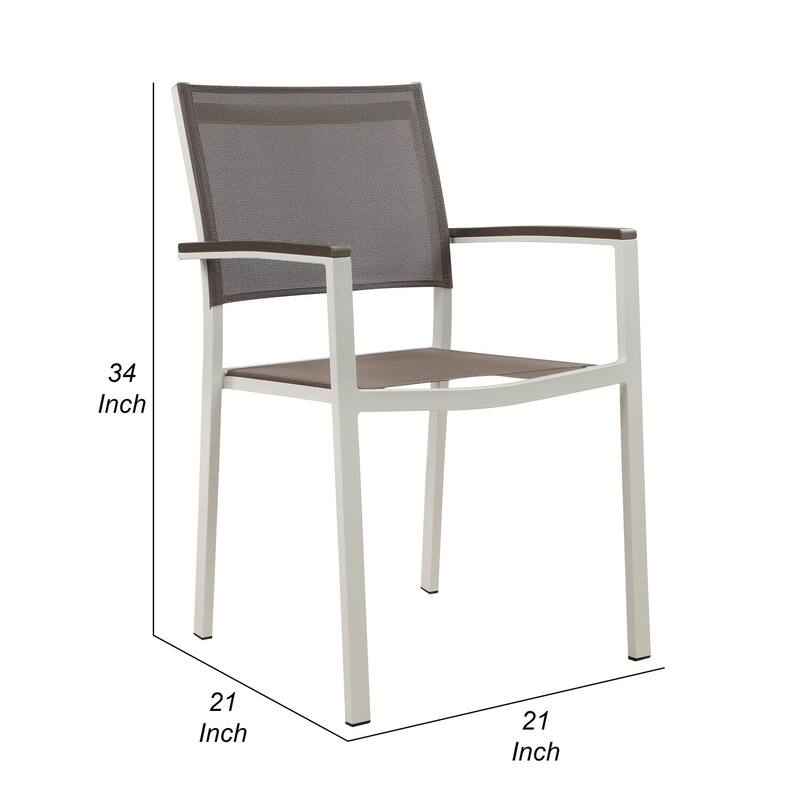 White/Gray Fabric Upholstered Metal Frame Dining Chair, Sturdy Dining Chair for Dining Rooms - 19.5
