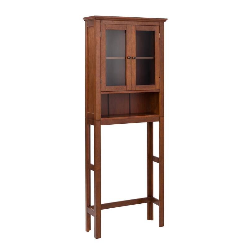Glitzhome 5.8FT Espresso/ Walnut Bathroom Storage Cabinet Spacesaver Organizer - Walnut