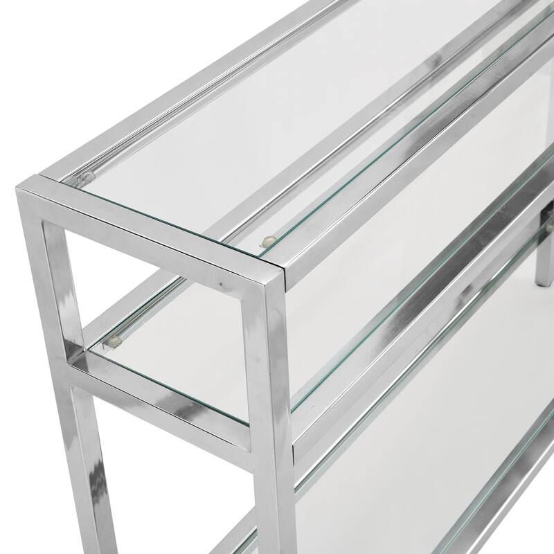 Carolina Living Chrysalis 3 Tier Glass Top Console Table - Gold