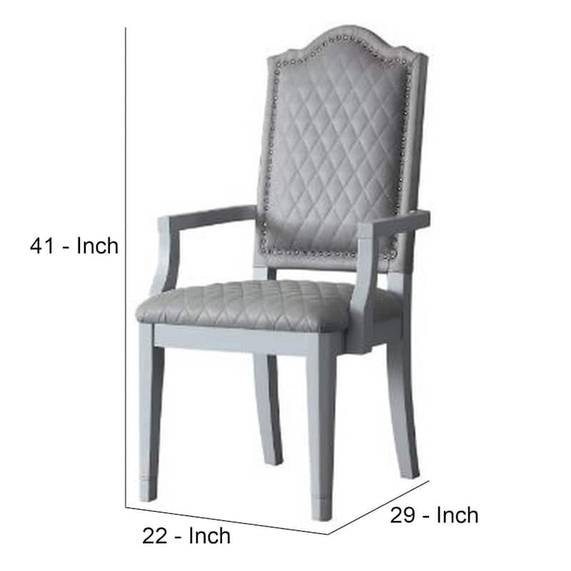 Arm Chair with Padded Seat and Arched Top, Set of 2, Beige