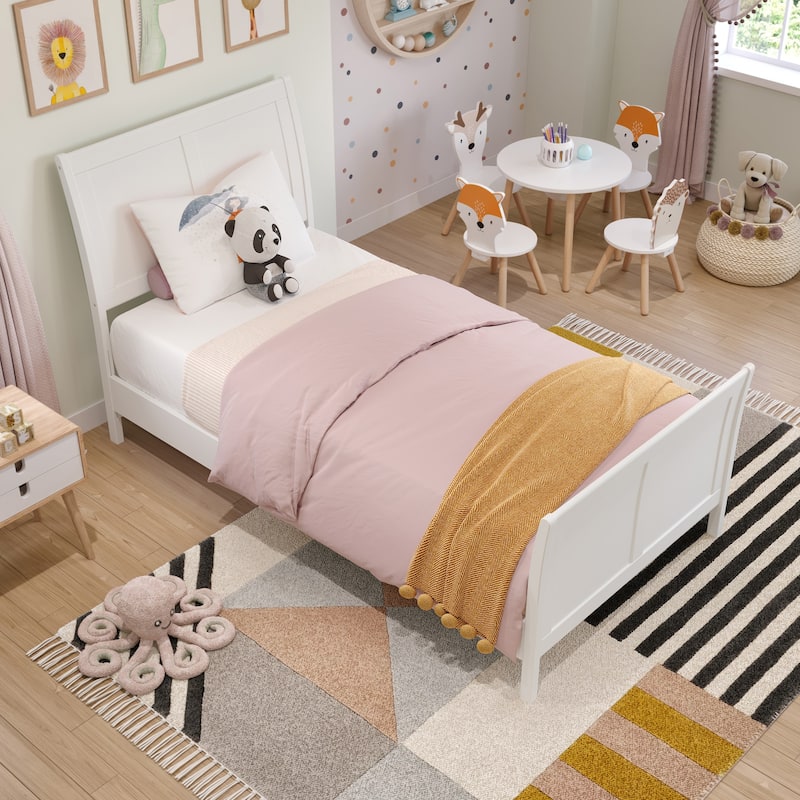 Valencia Solid Wood Low Profile Sleigh Platform Bed with Matching Footboard