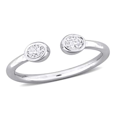 Miadora 3/8ct DEW Created Moissanite Open Ring in Sterling Silver