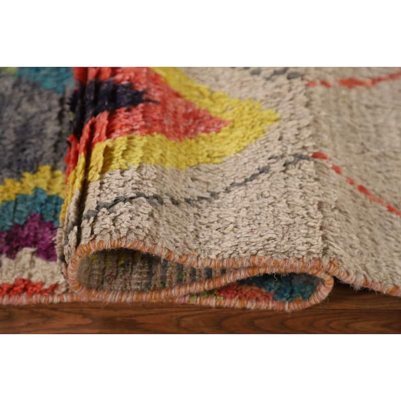 Geometric / Moroccan Oriental Area Rug Hand-Knotted Wool Carpet - 7'10" x 10'8"