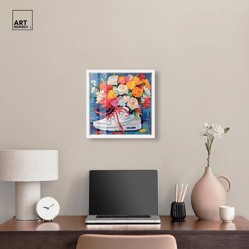 Whimsical Sneaker with Flowers Shadowbox by Art Remedy