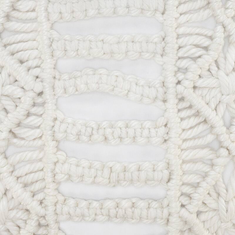 Handwoven Macrame Striped Square Throw Pillow - 20" - White