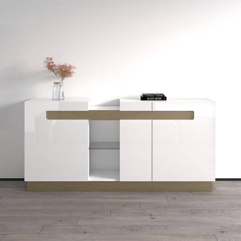 Talia 71" Sideboard - White/Gold