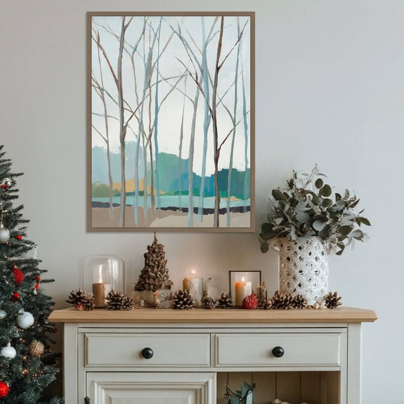 Winter Trees II by Isabelle Z Framed Canvas Wall Art Print - Sylvie Dark Gold