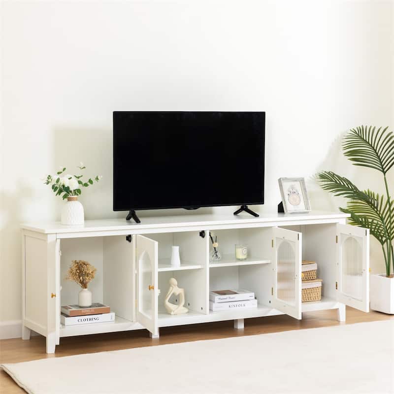 71" TV Cabinet w/ Solidwood Frame, Changhong Glass Door, Metal Handle