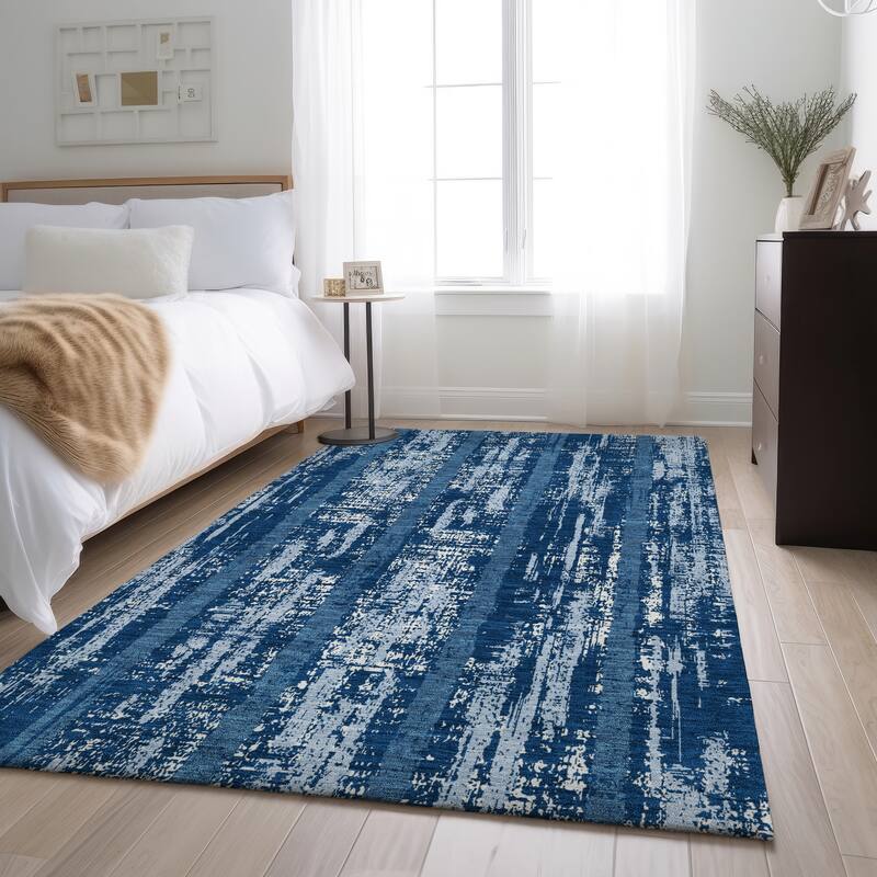 Premium Washable Super Soft Stripe Abrash Mayfield Rug - Blue - 8' x 10'