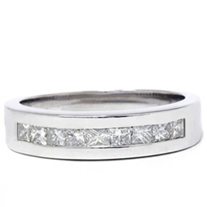 1ct Princess Cut Diamond Wedding Mens White Gold Ring
