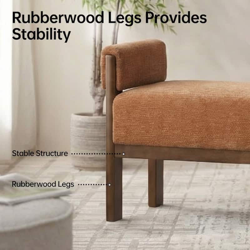Arm Fabric bench with Solid Wood ,51.8-inch Upholstered Bench for Living Room ,Bedrooms