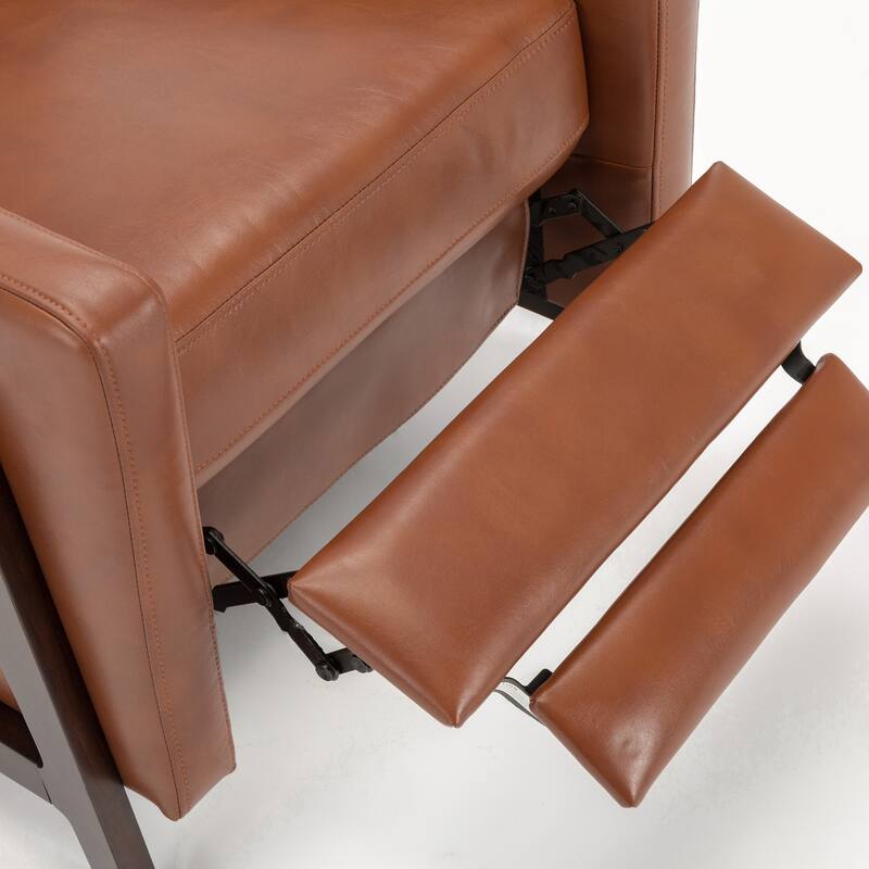 Brown Modern Upholstered Recliner with Solid Wood Frame