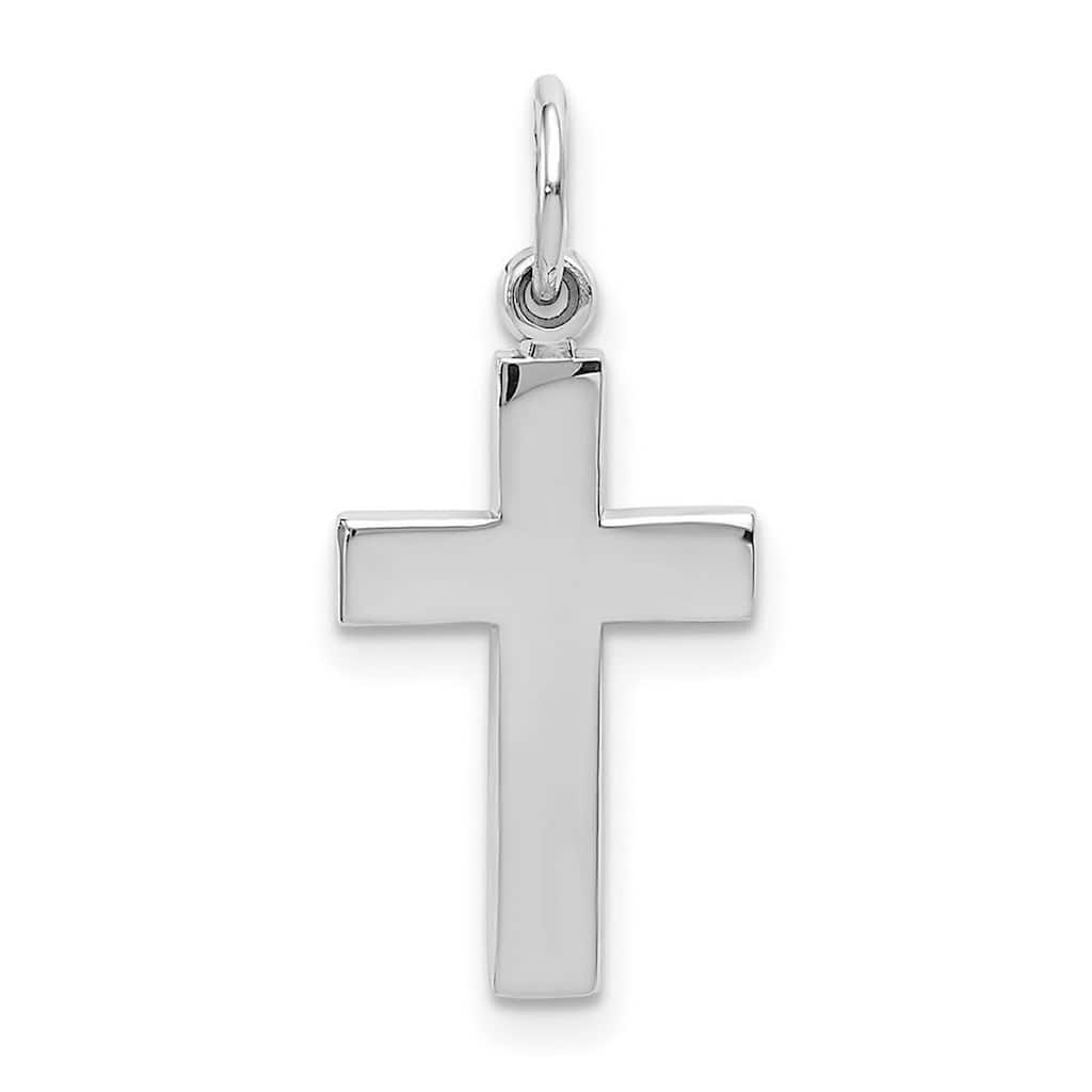 Curata 14k White Gold 18" Solid Satin Cross Pendant Necklace - 17x12mm