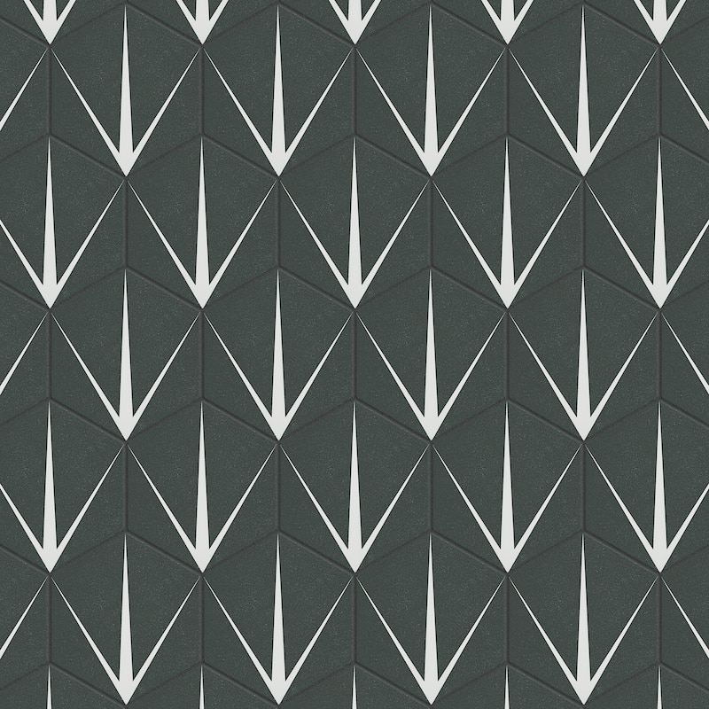 Merola Tile Trident Hex Nero 8-5/8" x 9-7/8" Porcelain Floor and Wall Tile
