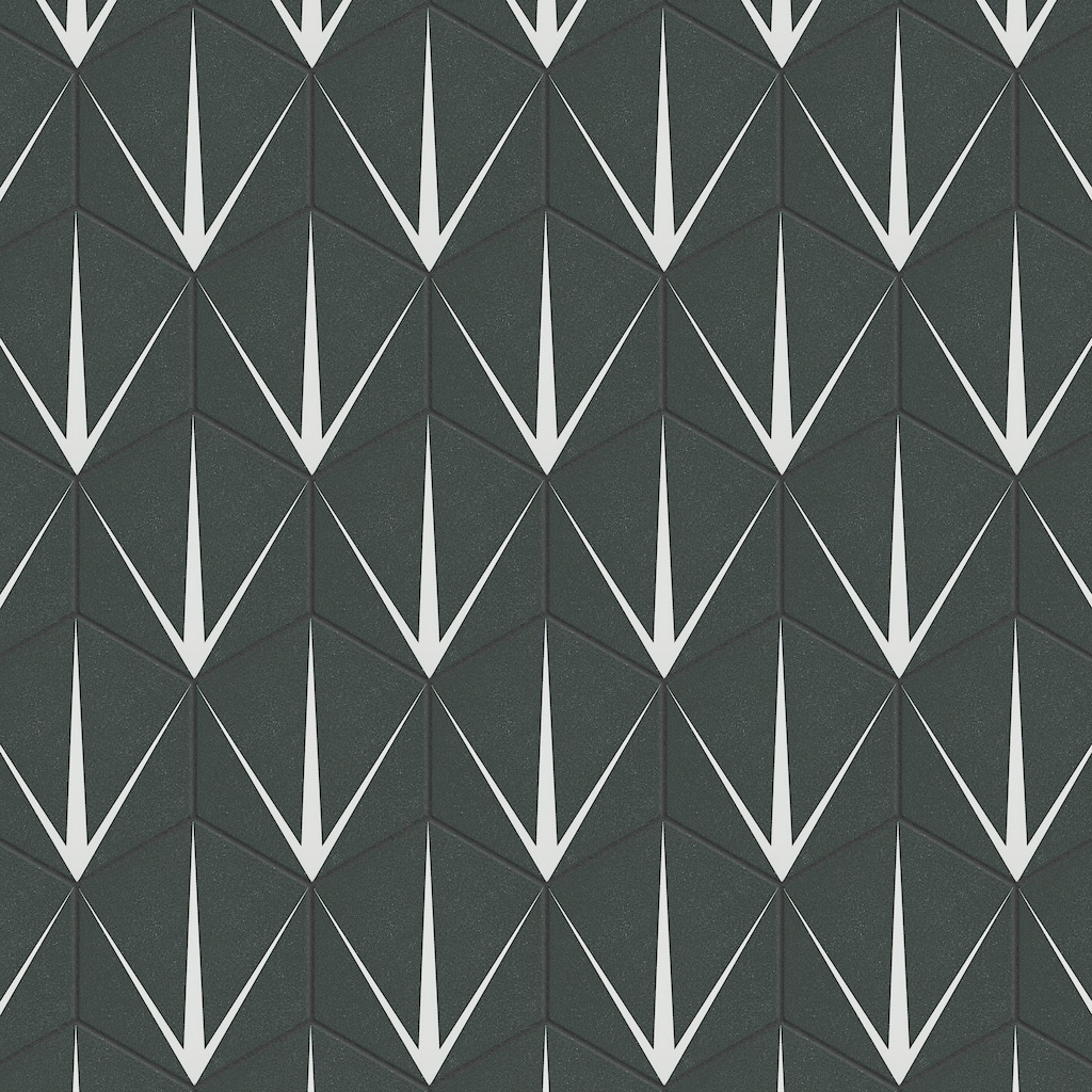 Merola Tile Trident Hex Nero 8-5/8" x 9-7/8" Porcelain Floor and Wall Tile