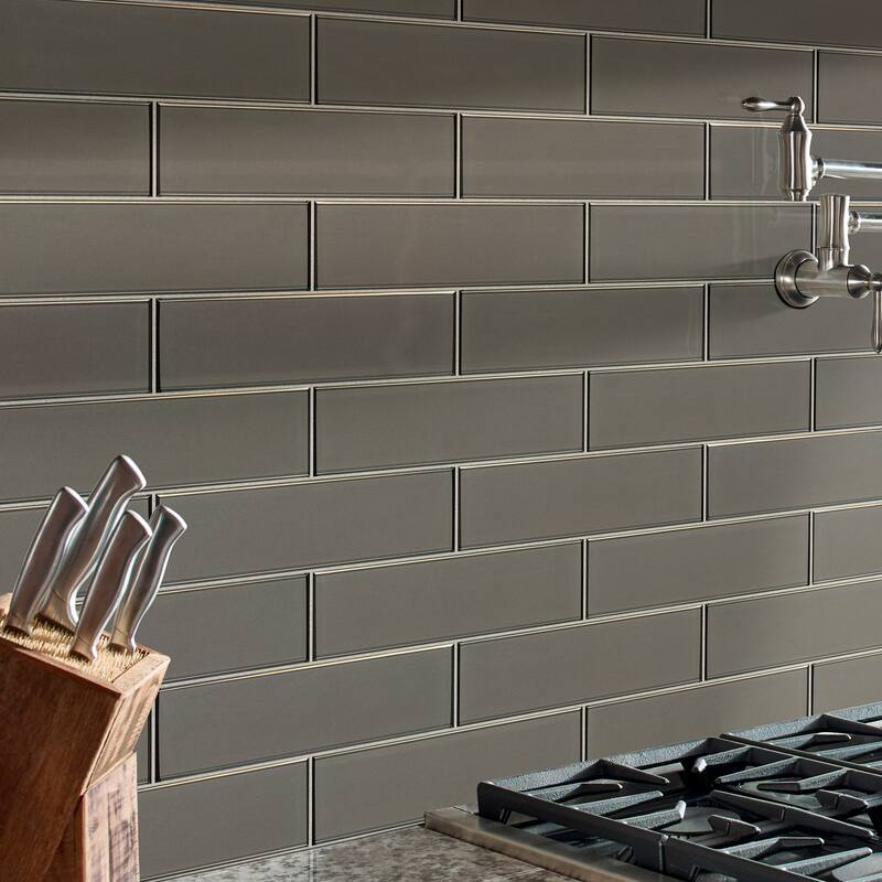 Ackland AKM-G-RI4X12TL-CA Rivella - 4" x 12" Glass Solid Wall Tile -