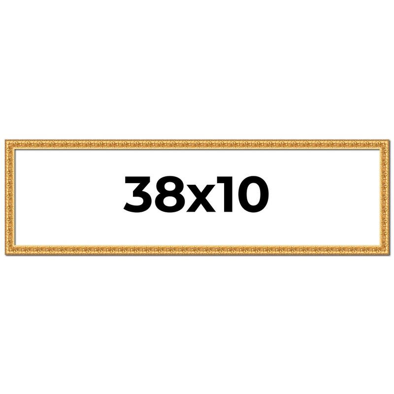 38x10 Frame Gold Real Wood Picture Frame Width 1 inches | Interior