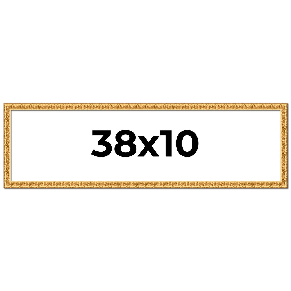 38x10 Frame Gold Real Wood Picture Frame Width 1 inches | Interior