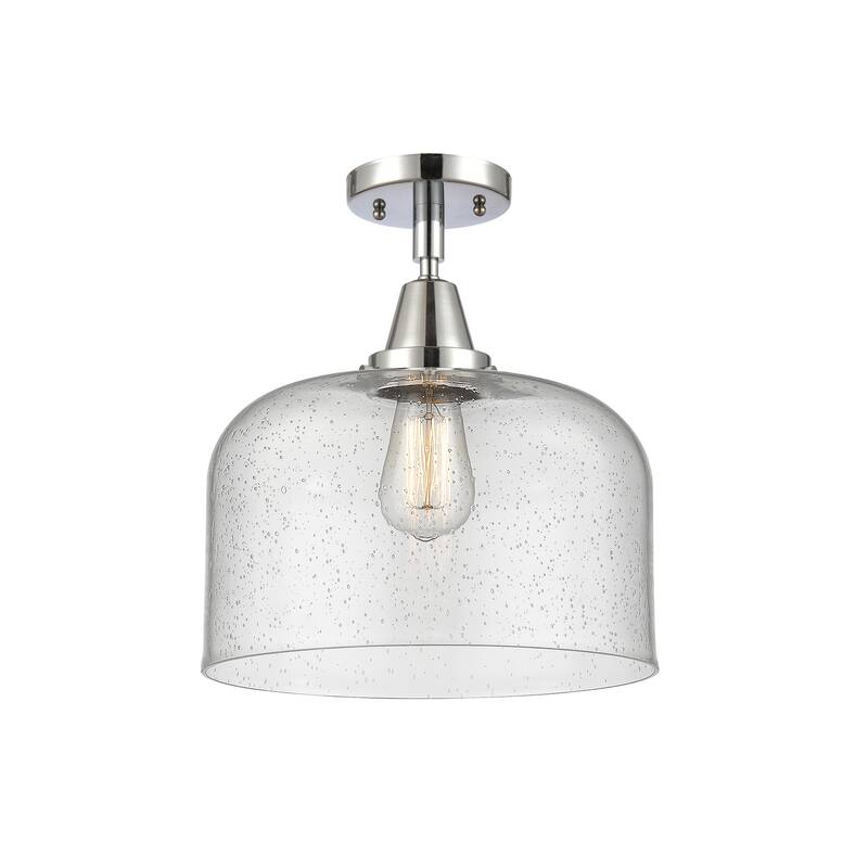 Innovations Lighting Caden Bell - 1 Light 12" Flush Mount - Polished Chrome/Seedy